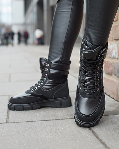 Čierne dámske zateplené traperské čižmy Kasemi- Obuv