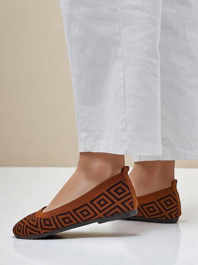 Royalfashion dámske textilné balerínky s geometrickým vzorom Metric
