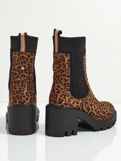 Vzorčasti ženski gležnjarji s peto iz eko semiša Anthere