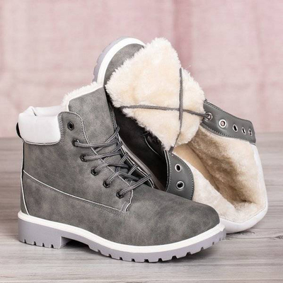 Šedé turistické topánky s izoláciou Polar Bear - Obuv