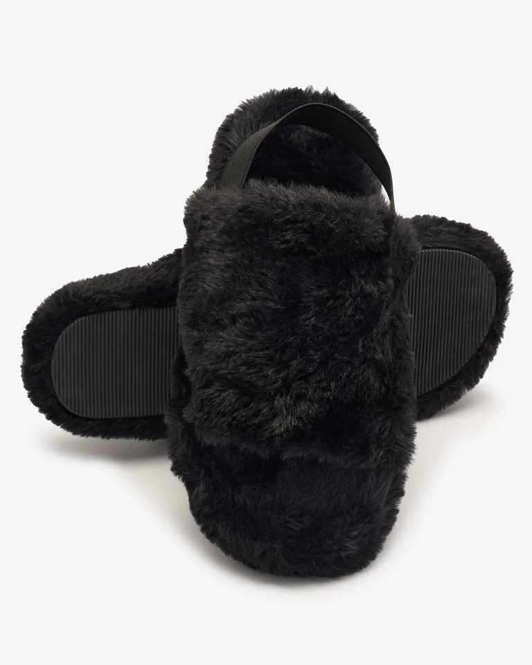 Royalfashion Čierne dámske kožušinové papuče Nabres