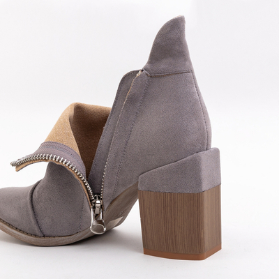 Ženski Gležnjarji Luna Golobje Sivi Usnjeni Elegantni za Jesen