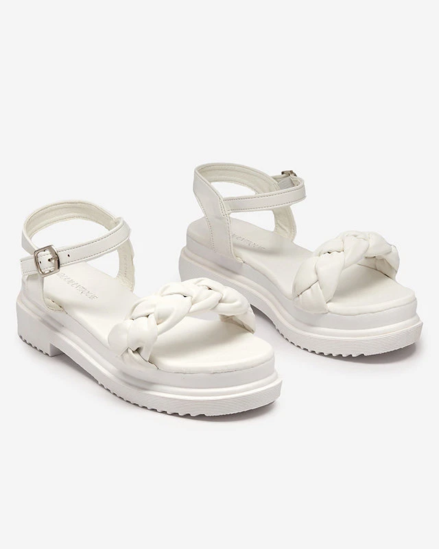 Dámske biele sandále so zapleteným opaskom Kafha - Obuv