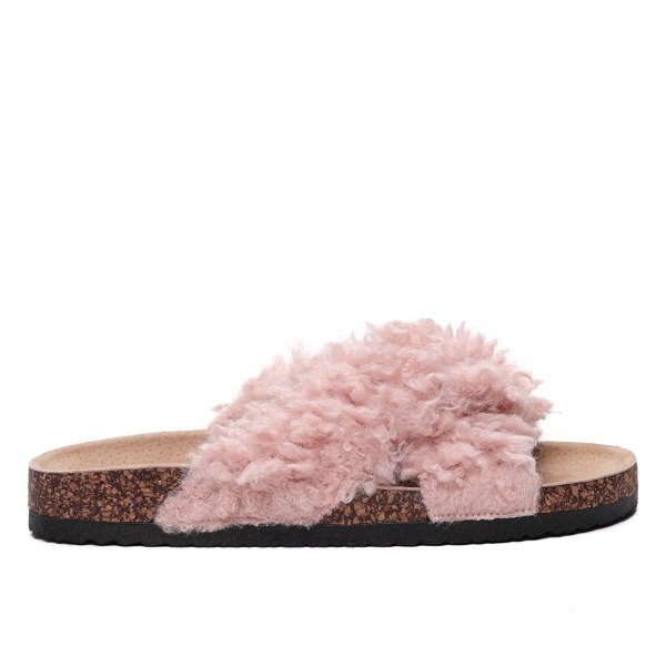 VÝPLET Ružové papuče s ovčej kože Itzel - Topánky