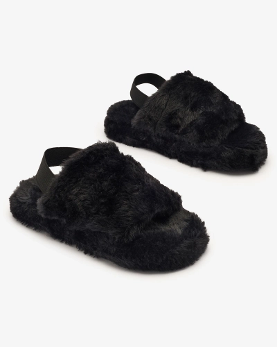 Royalfashion Čierne dámske kožušinové papuče Nabres