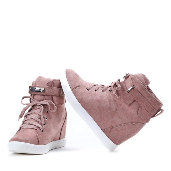 Różowe sneakersy na koturnie Jolie- Obuwie