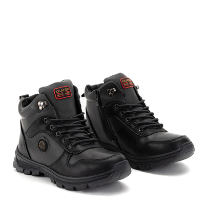 Čierne chlapčenské turistické topánky Horse-Shoes