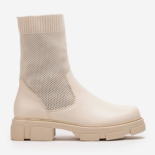 OUTLET Dámske béžové ažúrové členkové čižmy Roibu - Obuv
