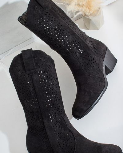 Royalfashion Ažurové nízke čižmy na podpätku Heliz