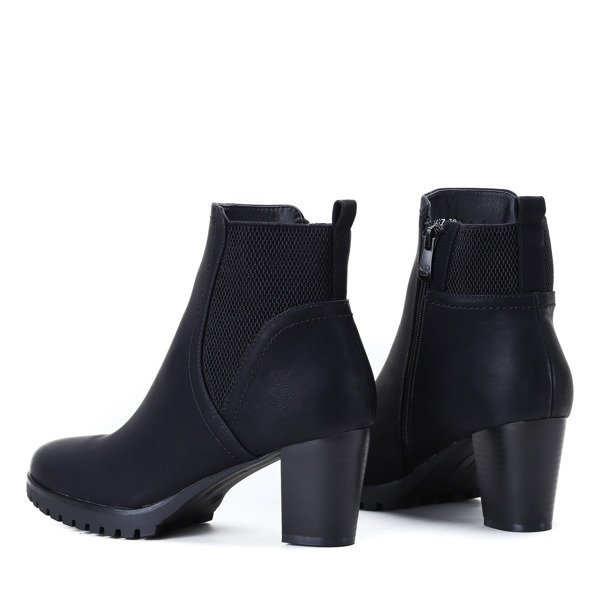 Czarne botki na słupku Brode - Obuwie