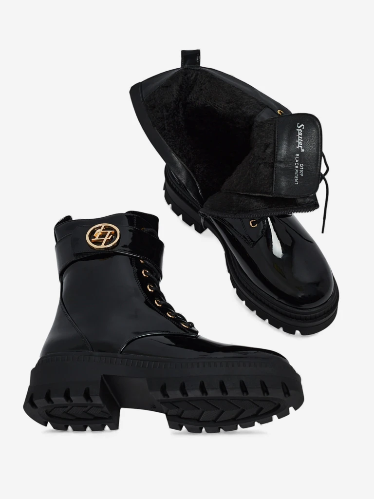 Lakirani ženski gležnarji iz eko usnja Eulin