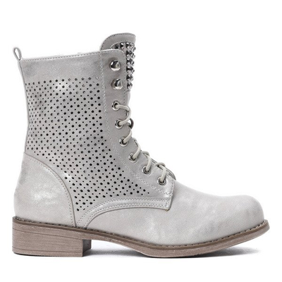 Złote, ażurowe workery Regine - Obuwie