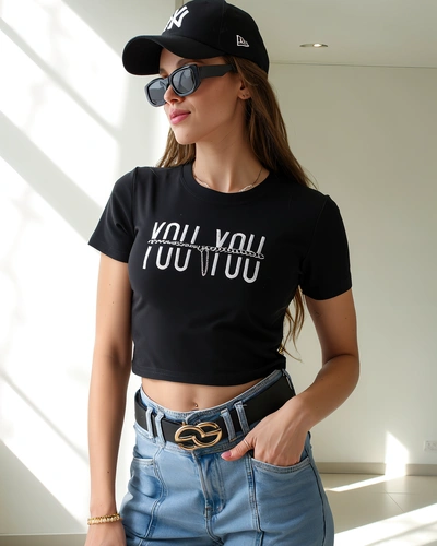 Royalfashion Dámske bavlnené crop top s nápisom