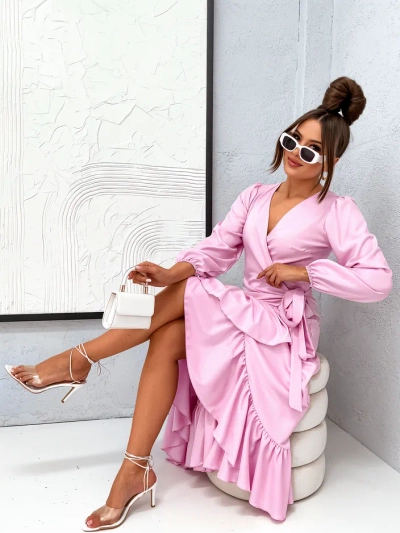 Royalfashion Zviazané midi šaty pre ženy s volánmi