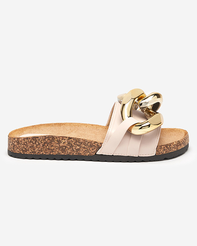 Dámske béžové papuče so zdobením Fixci- Footwear