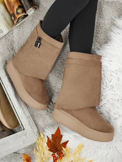 Kratki ženski škornji a'la za sneg z zgornjim delom, ki se zapenja Elizze