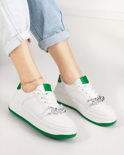 OUTLET Bielo - zelená dámska športová obuv s retiazkou Nevito - Obuv