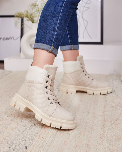 Royalfashion Béžové dámske zateplené traperské čižmy Hogenaf