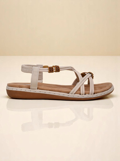 Ženski sandali Royalfashion Aelia bež iz ekološkega usnja