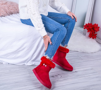 Czerwone śniegowce Anfisa - Obuwie