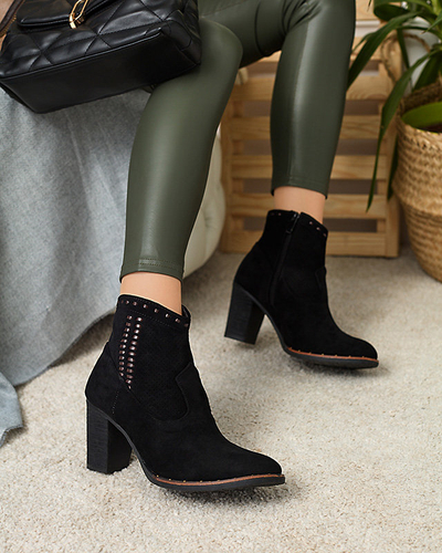 OUTLET Čierne dámske vysoké čižmy z eko semišu Allima- Obuv