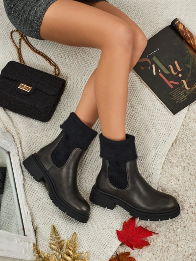 Ženski gležnarji iz eko usnja s krznom Kesy