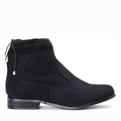 Czarne botki z eko - zamsz Antonia - Obuwie