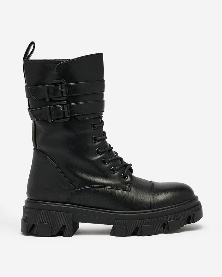 Royalfashion Dámske bagger čižmy z ekokože v čiernej farbe Faserti