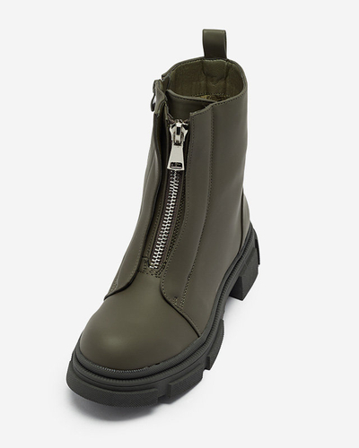 Dámske zateplené tmavozelené vysoké čižmy Slovys- Obuv