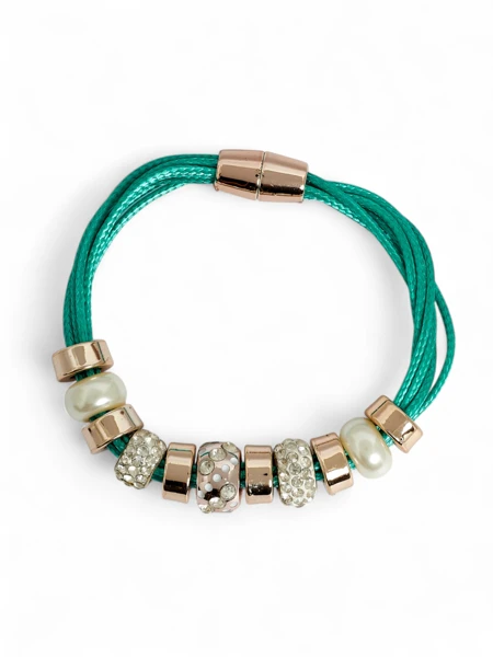 Ženska zapestnica s kroglicami in cirkoni