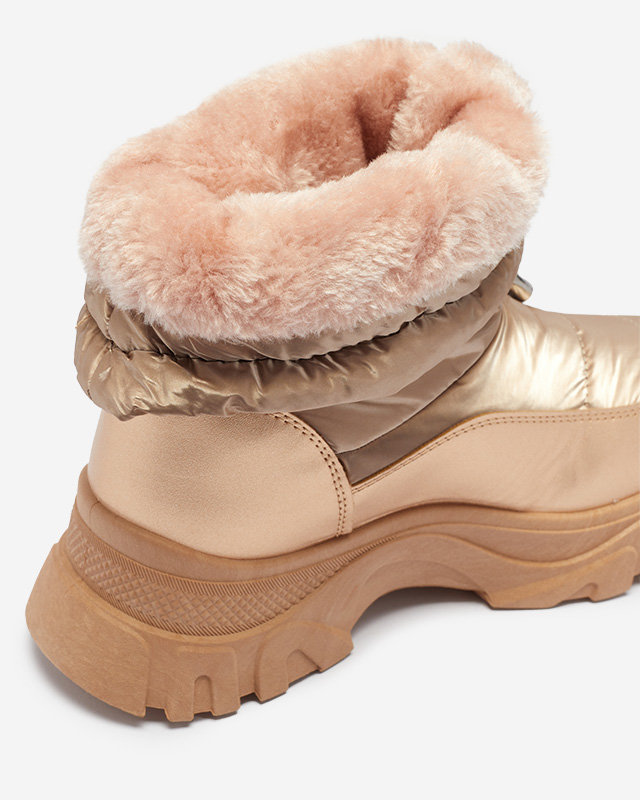 OUTLET Ružovo-zlaté dámske prešívané snehule Dessi - Obuv