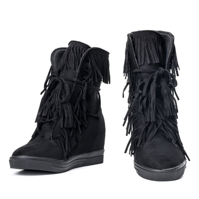 Czarne sneakersy na koturnie Alesi - Obuwie