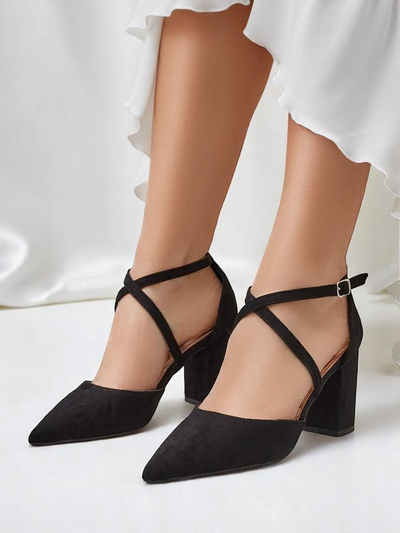 Royalfashion Dámske eko-semišové lodičky s remienkami Kanastru