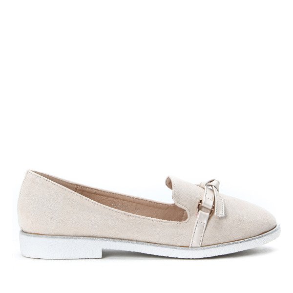 Błyszczące, beżowe mokasyny Riley- Obuwie