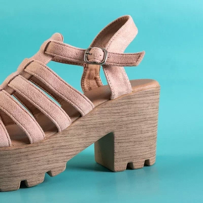 OUTLET Ružové dámske sandále na vysokom opätku Tamianka - Obuv