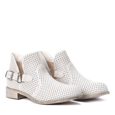 Beżowe sztyblety ażurowe Ellis - Obuwie