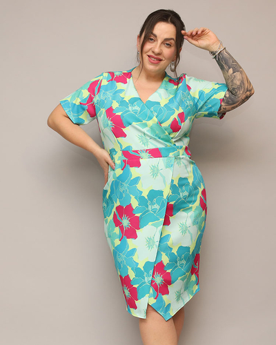 Royalfashion Dámske šaty z kvetinovej látky PLUS SIZE