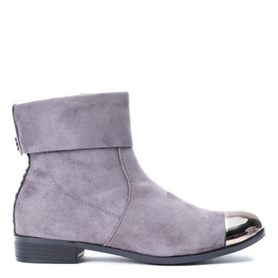 Szare sztyblety z metalicznym noskiem Yoon- Obuwie