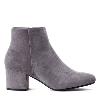 Szare botki na słupku Lyanna- Obuwie