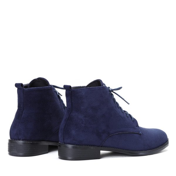Granatowe, sznurowane botki Noel- Obuwie