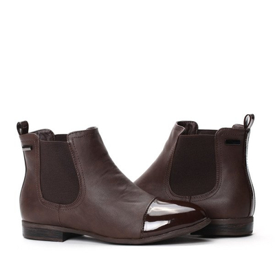 Brązowe sztyblety ze skóry ekologicznej- Obuwie