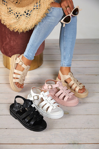 Royalfashion Ružové dámske sandále na hrubšej podrážke Gacino