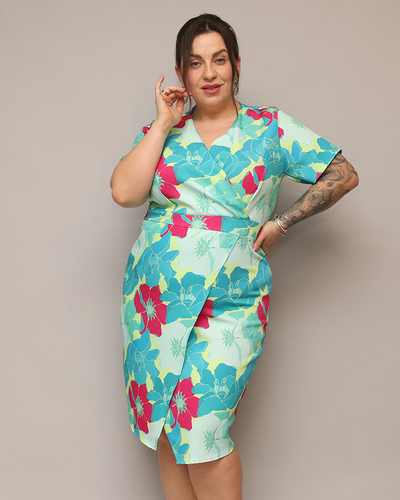 Royalfashion Dámske šaty z kvetinovej látky PLUS SIZE