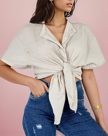 Royalfashion Dámska oversize košeľa s výšivkou