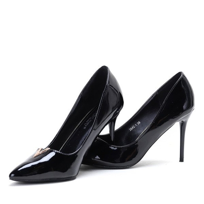 Czarne szpilki z ozdobą Eva - Obuwie