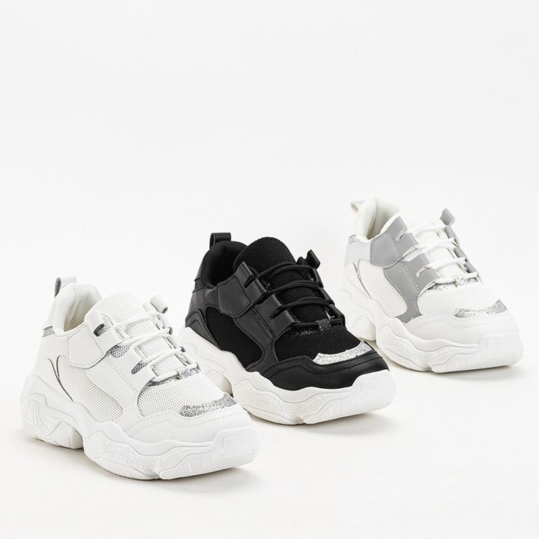 OUTLET Čierna dámska športová obuv na platforme so striebornými vložkami Verica - Obuv