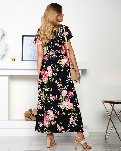 Vzdušné čierne dámske šaty s krátkym rukávom - Oblečenie