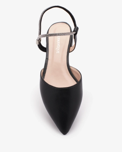 Royalfashion Black Dámske sandále na plochom podpätku so zdobenou lesklou podrážkou