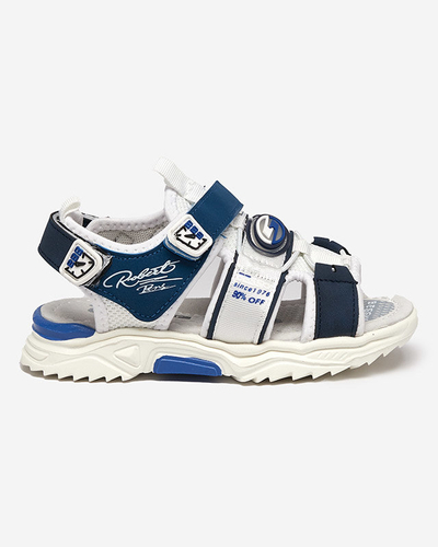 Chlapčenské sandále bielej a tmavomodrej farby so suchým zipsom Roser-Footwear