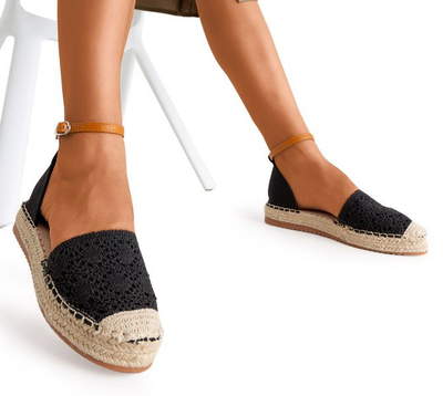 Čierne espadrilky s prelamovanými zvrškami Asti - Obuv